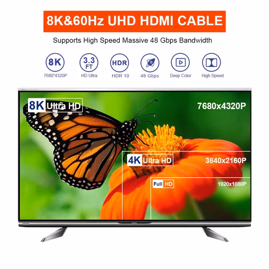 금도금 30cm 0.3m 10m 15m 20m 30m 100m 1.4 2.0 2.1 8K 4K 비디오 HDMI 케이블